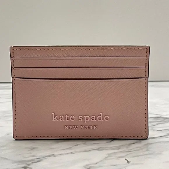 Kate Spade Small Slim Card Holder Leather Cameron Pink tutu - Picture 1 of 5